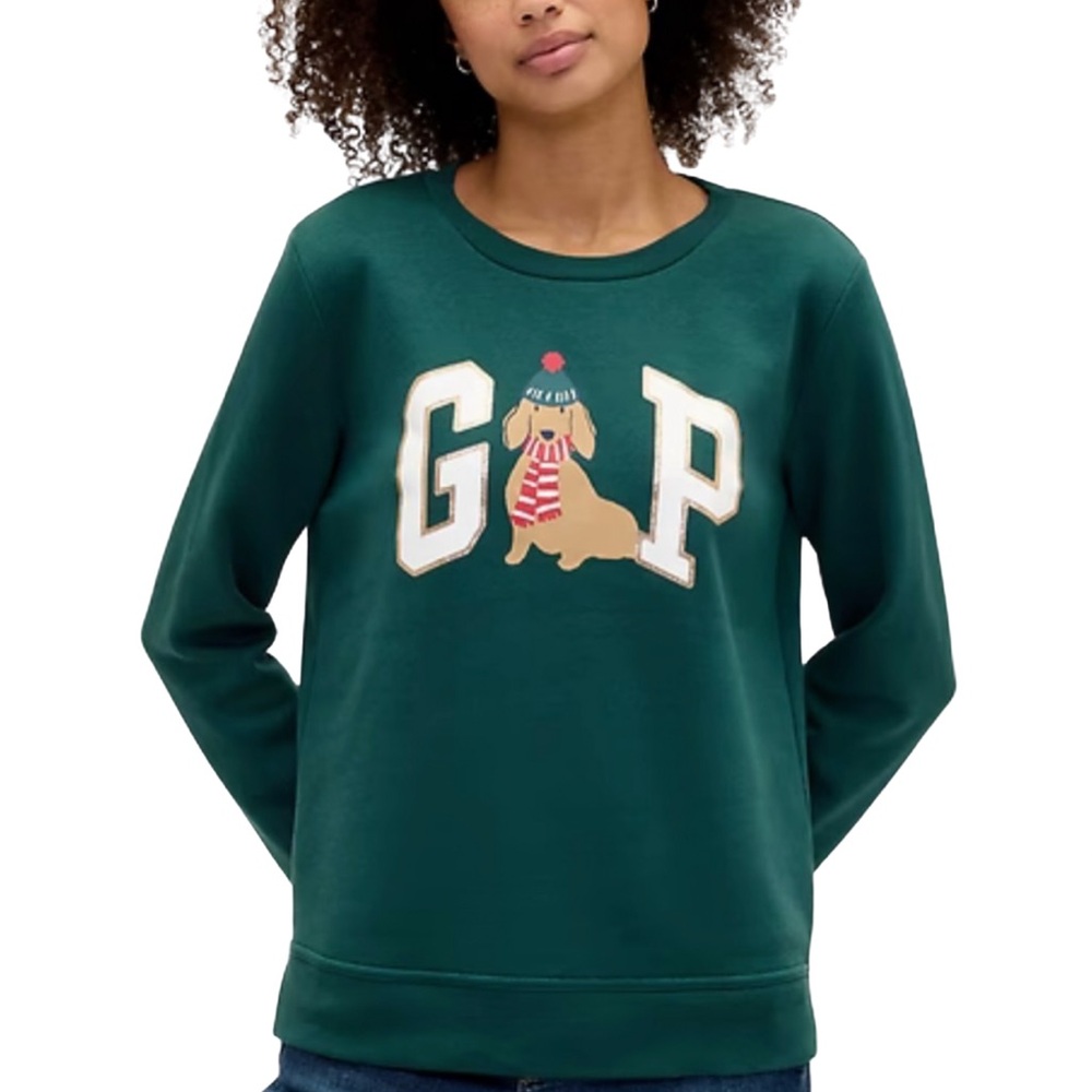 NWT Viral GAP Dachshund Relaxed Logo Sweatshirt Christmas PJ June Bug